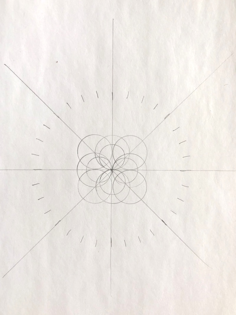 These circles are divided into 32 equal parts