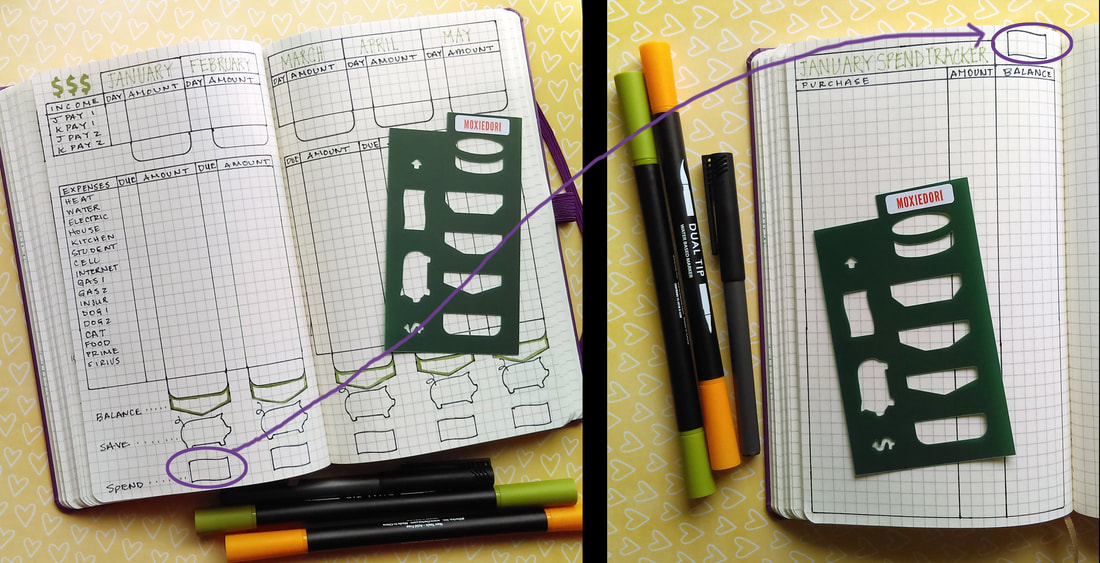 Spend Tracking in a Bullet Journal Spread
