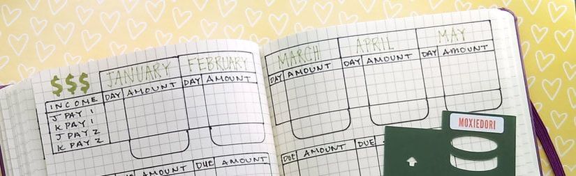 Income Tracking Section of Bullet Journal Spread
