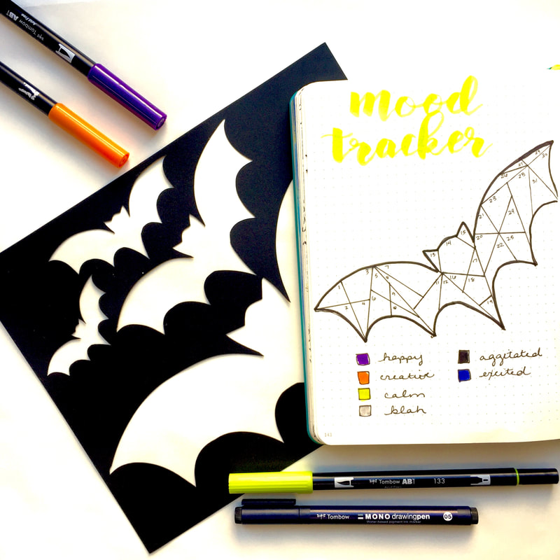 Halloween Bat Bullet Journal Mood Tracker Layout