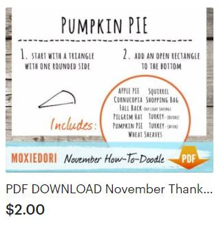  PDF Digital Download November Thanksgiving Holiday How To Draw Bullet Journal Doodles