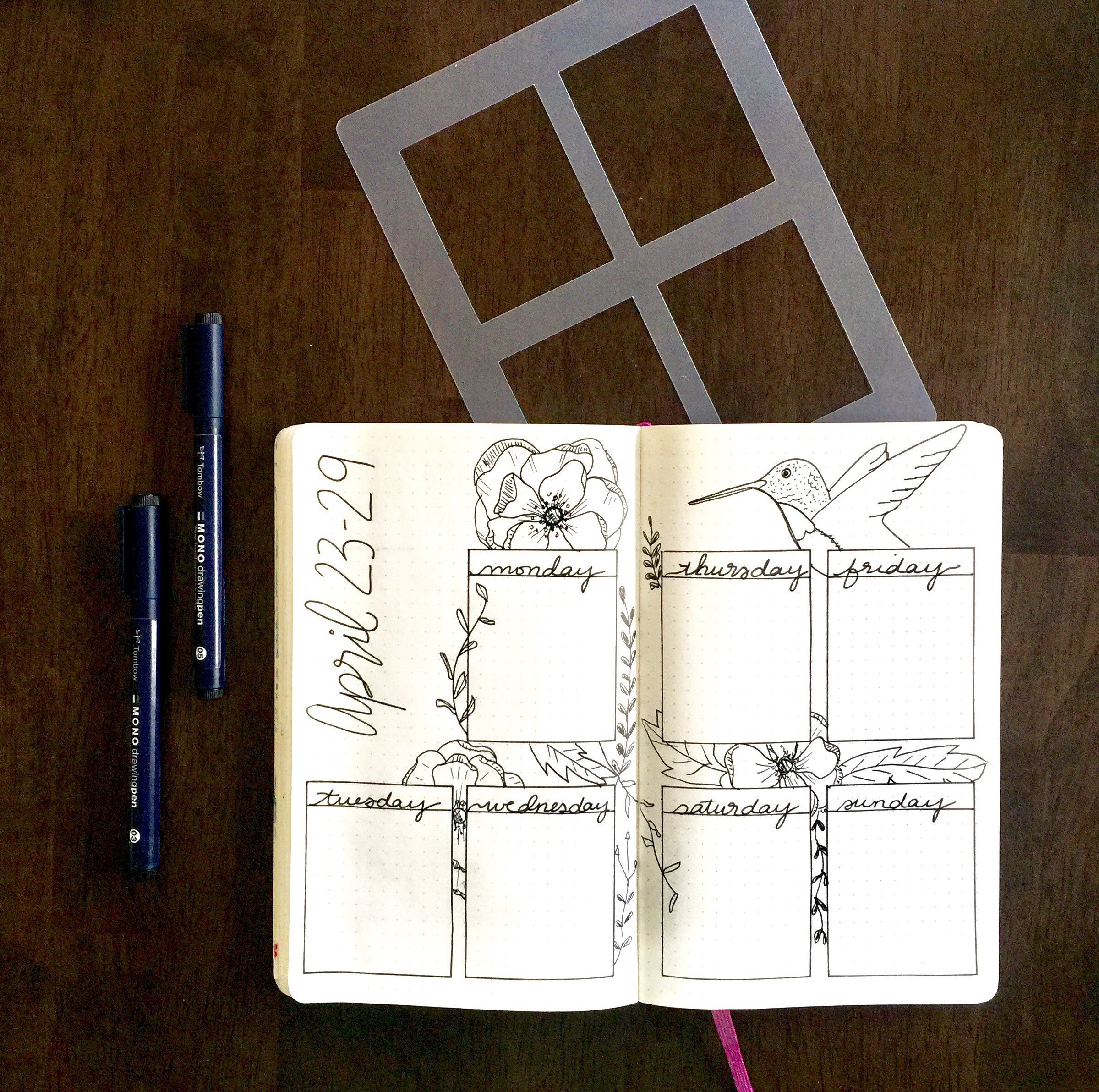 Rectangle Weekly Bullet Journal Stencil