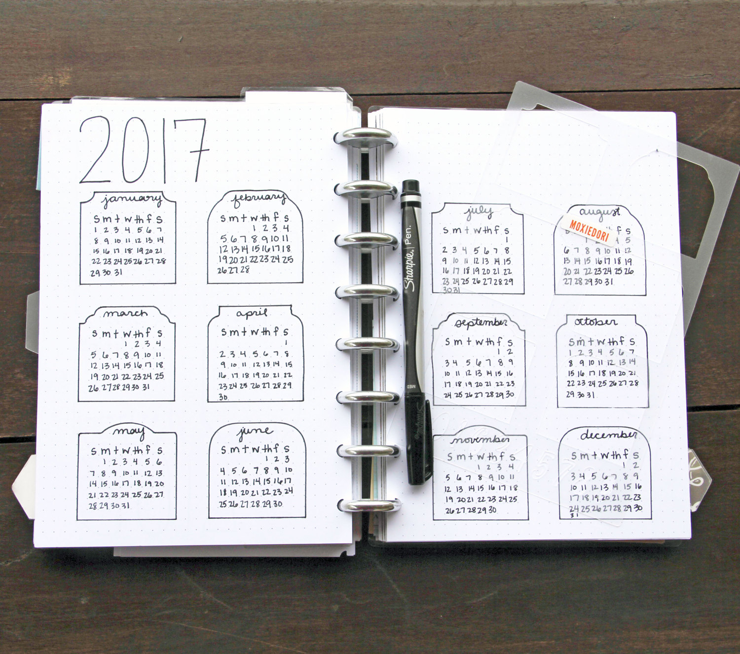 Yearly Planner Journal Stencil
