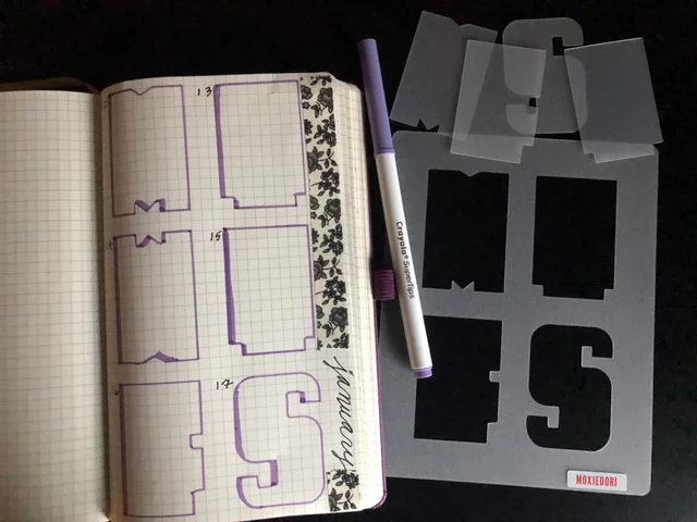SUNRI 24 Pack Journal Planner Stencils, Reusable Bullet Stencils Set for A5  Notebook & Most Journals, Includes Letter Stencil 